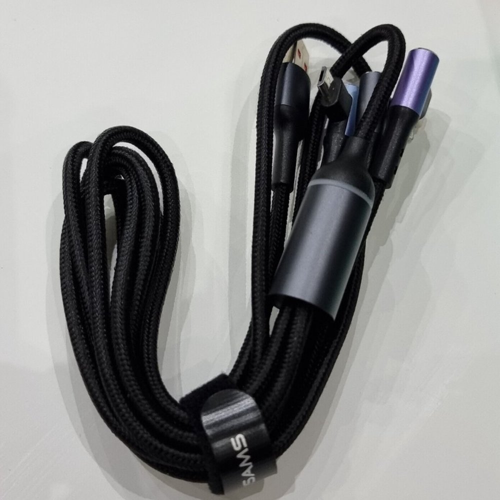 USAMS Fast Charging Cable US-SJ561 U80 3IN1 Right-angle 66W 1.2m - Picture 4 of 8